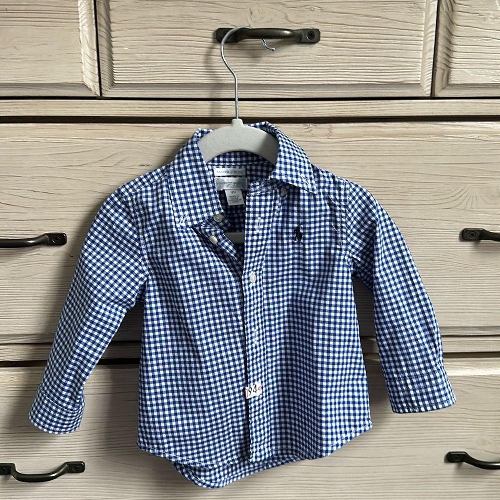 Baby Boy Ralph Lauren Blue Check Cotton Poplin Shirt
